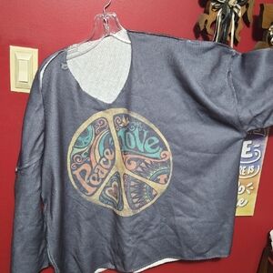 Source Unknown Gray Peace Love Sweater